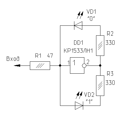 Схема простейшего логического пробника