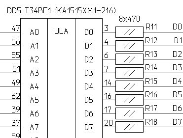 Подключение Т34ВГ1 к шине данных в компьютере Ратон-9003