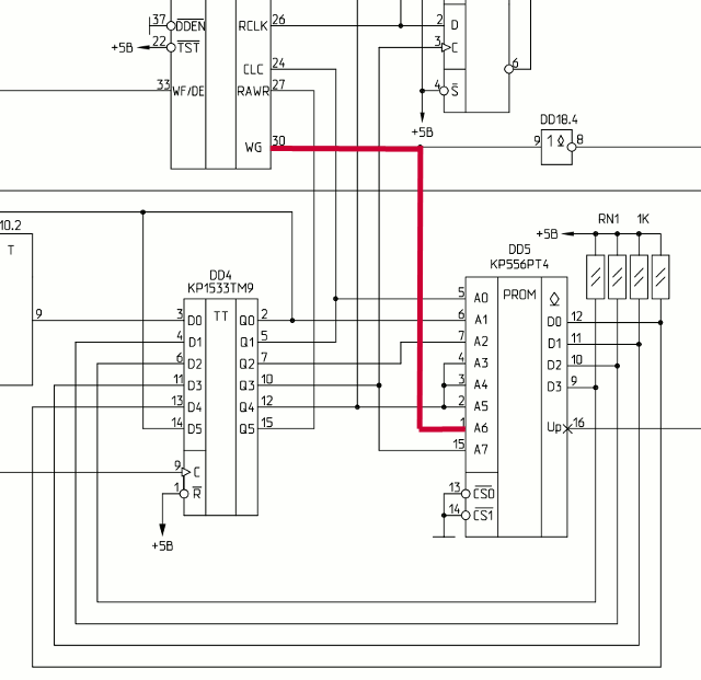 Фрагмент схемы контроллера дисковода B48-128