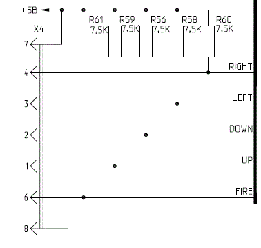 Назначение контактов разъёма для подключения джойстика к Байту