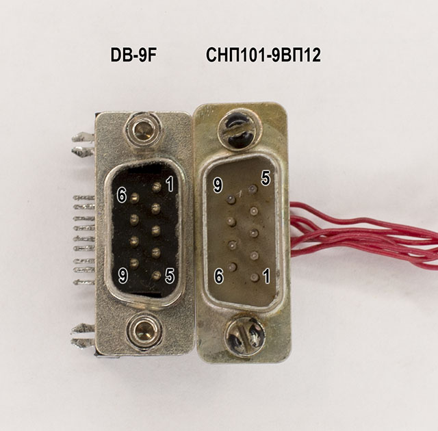 Различная распиновка разъёмов DB9 и СНП101