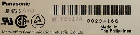 Шильдик Panasonic JU-475-5