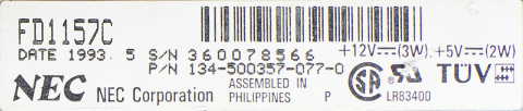 Шильдик NEC FD1157C