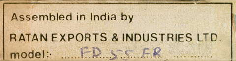 Шильдик Teac FD-55FR (Индия)