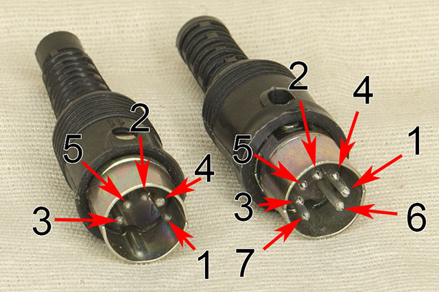 Распиновка вилок DIN5 и DIN7